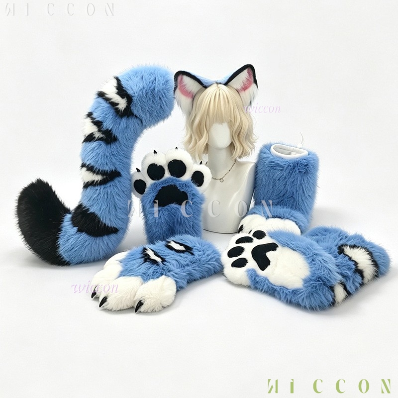 Derpyy Blue Tiger Fursuit Ears - Anime Cosplay Ladies ulasan dan harga