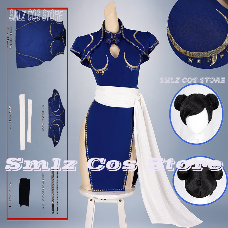 Blue Chun-Li Cosplay Costume A - Anime Cosplay Ladies ulasan dan harga