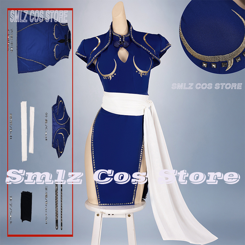 Blue Chun-Li Cosplay Costume A - Anime Cosplay Ladies ulasan dan harga